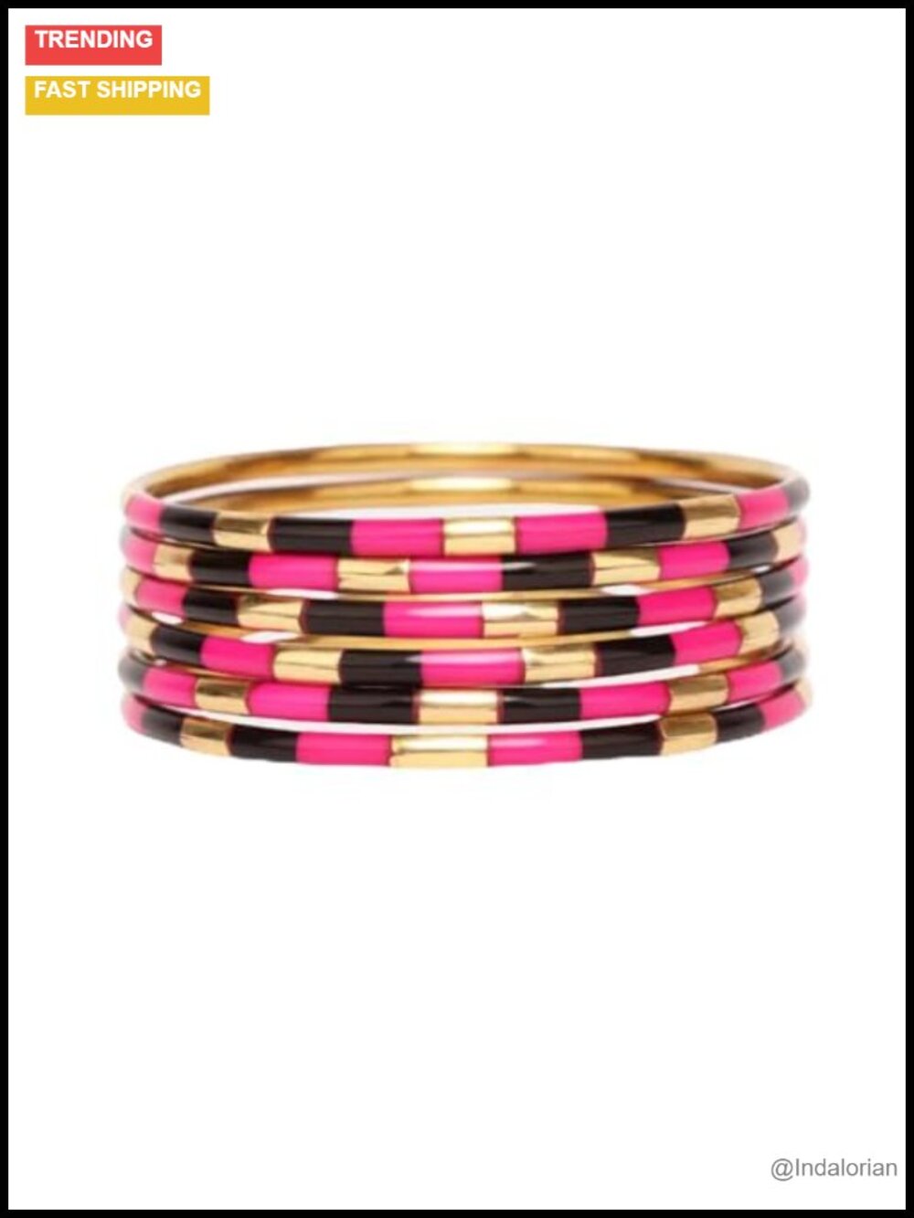 BuDhaGirl Veda Bangle Bracelets Set of 6 Brass Enamel Handcrafted Stackable